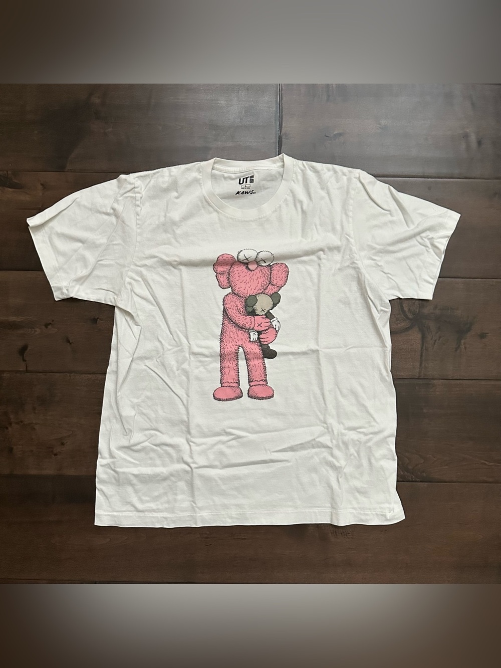 Uniqlo x KAWS White Graphic Tee with Pink KAWS Figure